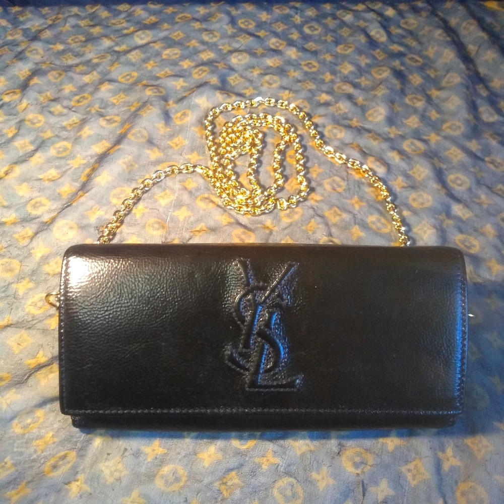 Yves Saint Laurent Black Wallet on a Chain